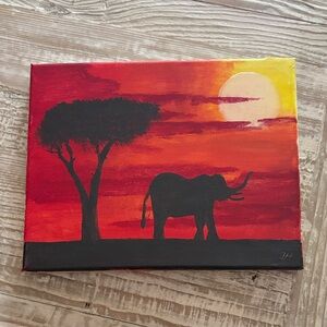 Vibrant Sunset Elephant Canvas by [Unknown Brand]